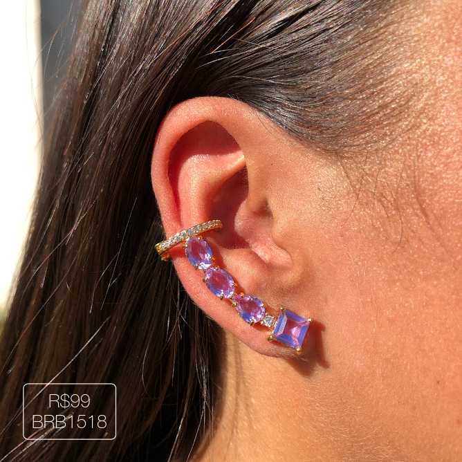 Ear Cuff Luxo 2022 Ametista Dourado